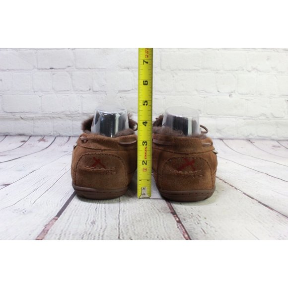 *LL Bean Brown Suede Wicked Good Shearling Lined Moccasin Slippers 11 Inch - Picture 8 of 9